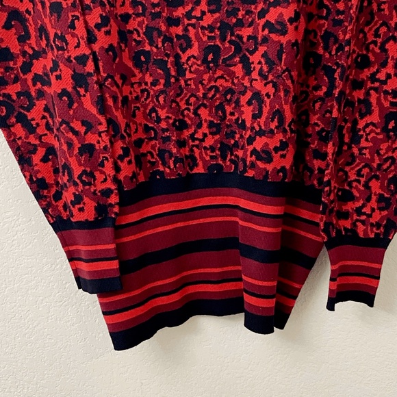 ⭐️SALE⭐️ Ashley Stewart Sweater Plus Size 26 Red Black Animal Print - Picture 3 of 4